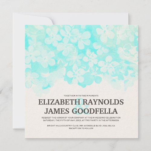 Teal Flowers Wedding Invitations
