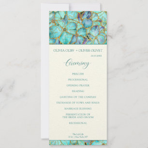 Teal Flowers Wedding Program