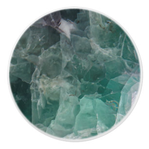 Teal Fluorite Healing Crystals Ceramic Knob
