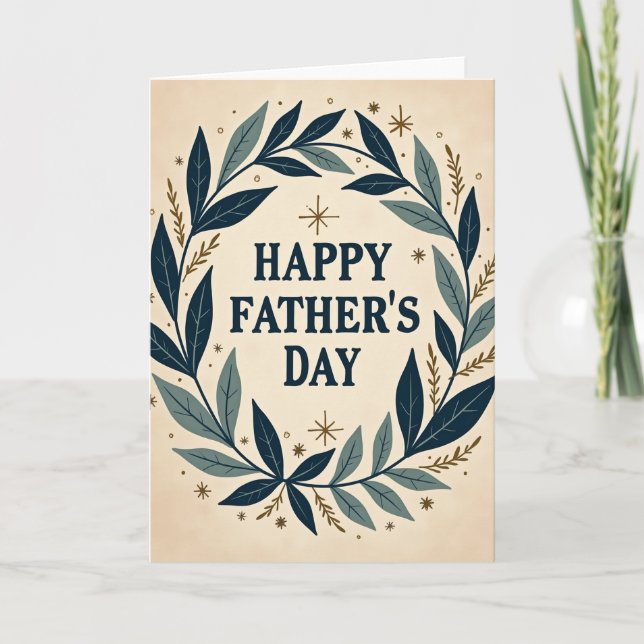 Teal Foliage Fathers Day Card (Front)