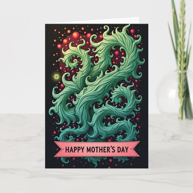 Teal Foliage Mothers Day Card (Front)