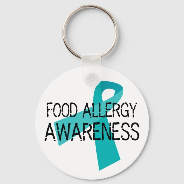 Teal Food Allergy Awareness Teal Ribbon Keychain (Front)