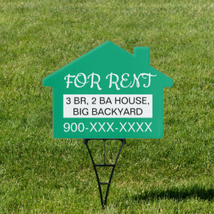 Teal For Rent House Real Estate Property Selling Sign
