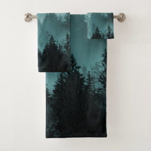 Teal Forest Galaxy Dream #1 #decor #art Bath Towel Set