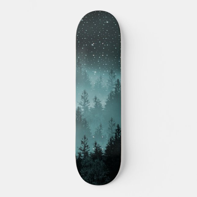 Teal Forest Galaxy Dream #1 #decor #art Skateboard (Front)