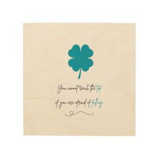 Teal Four Leaf Clover Motivational Wood Wall Art