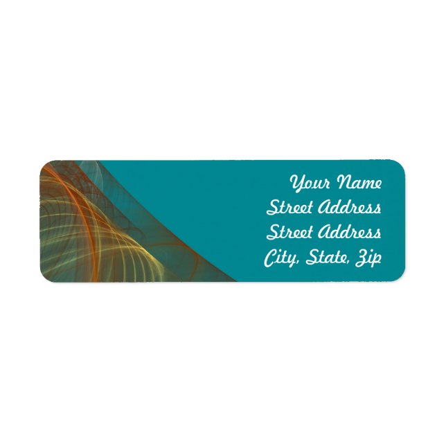 Teal Fractal Background Return Address Sticker (Front)