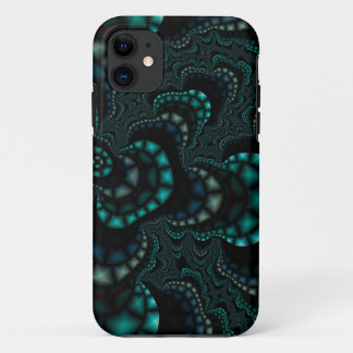 Teal fractal iPhone 11 case