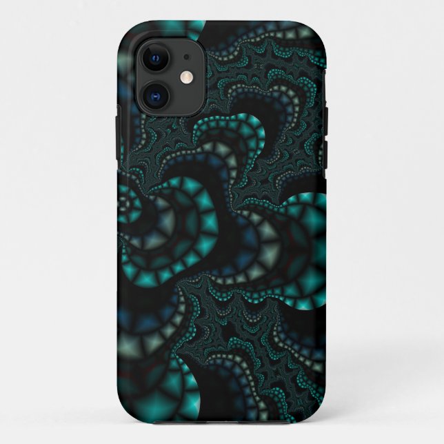 Teal fractal Case-Mate iPhone case (Back)