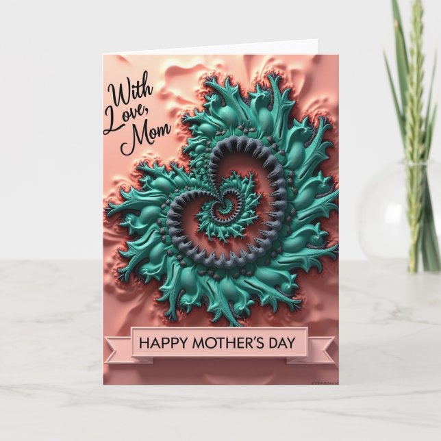 Teal Fractal Mothers Day Card (Front)