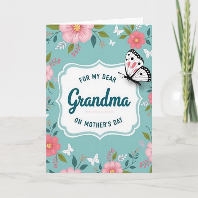 Teal Frame Grandma Mothers Day Card (Front)
