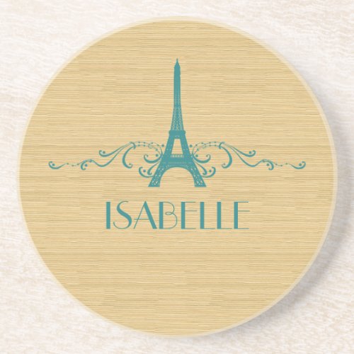 Teal French Flourish Coaster