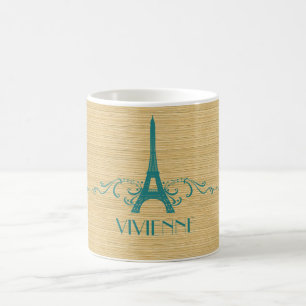 Teal French Flourish Mug