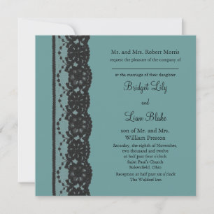 Teal French Lace 2 Wedding Invitation