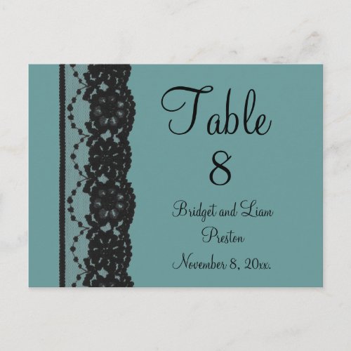 Teal French Lace Table Numer Postcard
