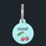 Teal Fruit Cherry Pet ID Tag<br><div class="desc">Teal Fruit Cherry</div>