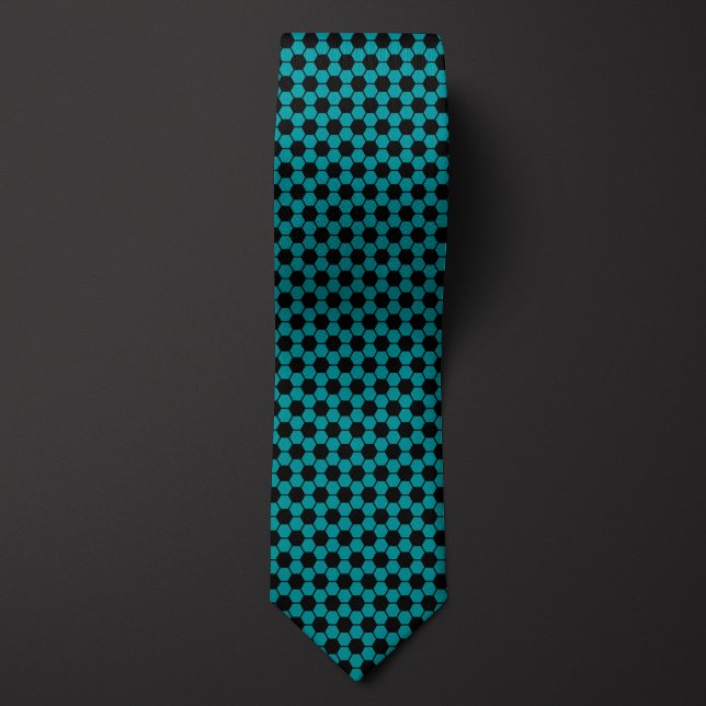 Teal Futbol Soccer Ball Pattern Neck Tie (Creator Uploaded)