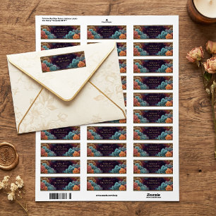 Teal Galaxy Coral Ornate Gold Frame Label