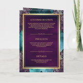 Teal Galaxy Purple Mandala QR Code Indian Wedding Invitation (Back)