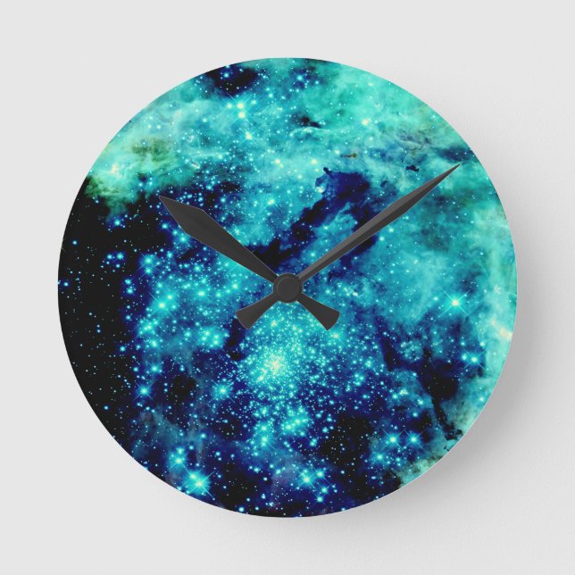 Teal Galaxy Round Clock (Front)