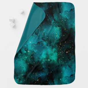 Teal Galaxy Series Design 1 Baby Blanket