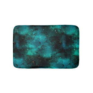 Teal Galaxy Series Design 1 Bath Mat