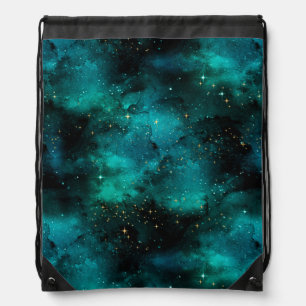 Teal Galaxy Series Design 1 Drawstring Bag