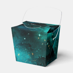 Teal Galaxy Series Design 1 Favor Boxes