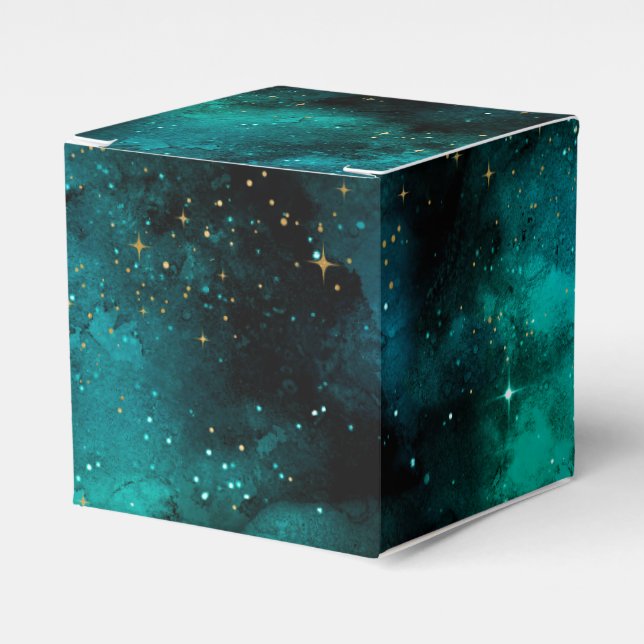 Teal Galaxy Series Design 1 Favor Boxes (Front Side)