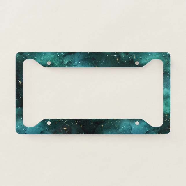 Teal Galaxy Series Design 1  License Plate Frame (Front)