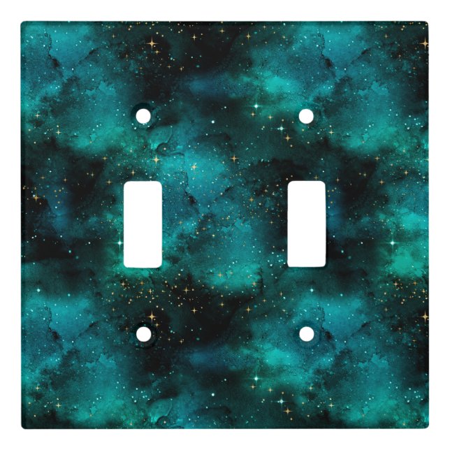 Teal Galaxy Series Design 1 Light Switch Cover (Front)
