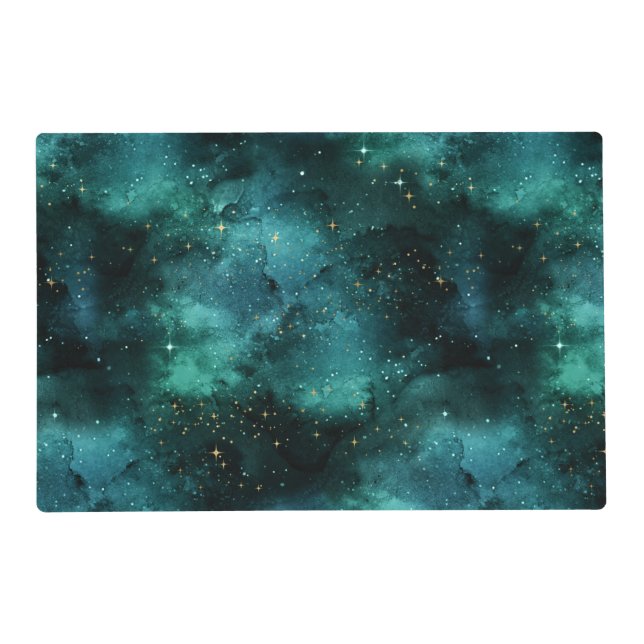 Teal Galaxy Series Design 1  Placemat (Front)