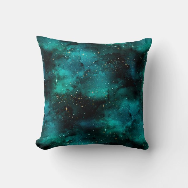 Teal Galaxy Series Design 1   Throw Pillow (Front)