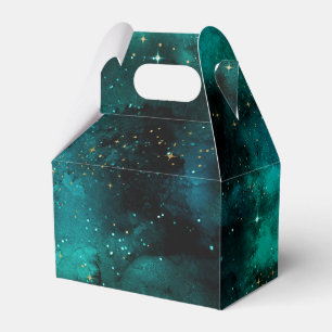 Teal Galaxy Series Design 1 Tote Bag Favor Boxes