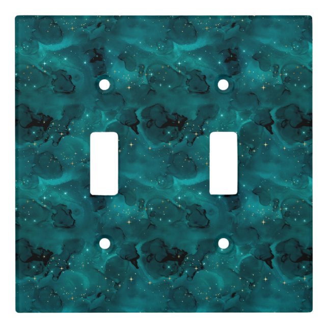 Teal Galaxy Series Design 2 Light Switch Cover (Front)