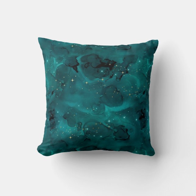 Teal Galaxy Series Design 2   Throw Pillow (Front)