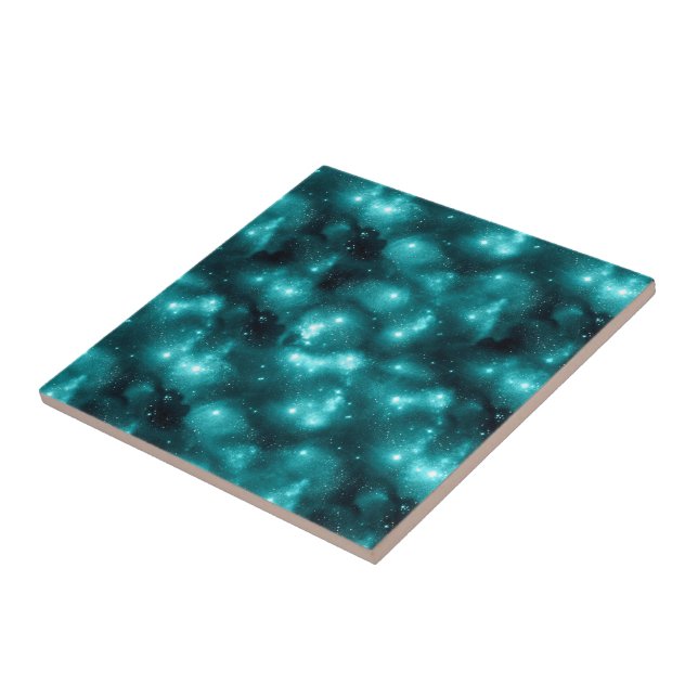 Teal Galaxy Series Design 3  Ceramic Tile (Side)