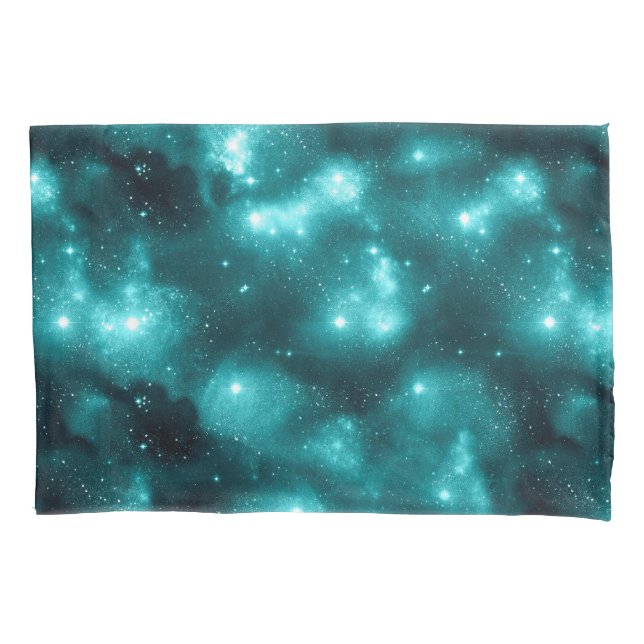 Teal Galaxy Series Design 3  Pillow Case (Front-Left)