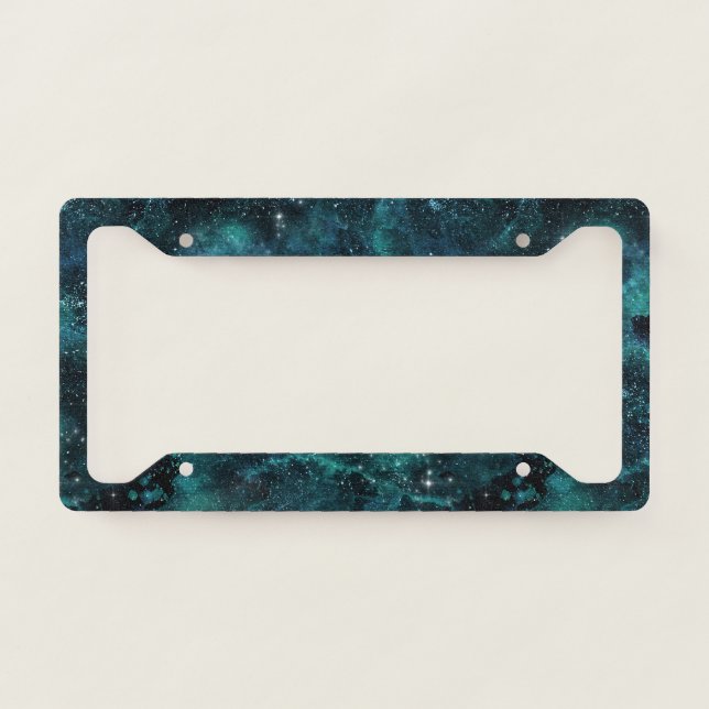 Teal Galaxy Series Design 4 License Plate Frame (Front)