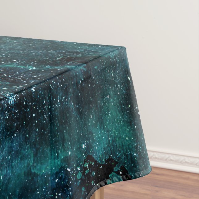 Teal Galaxy Series Design 4 Tablecloth (In Situ)