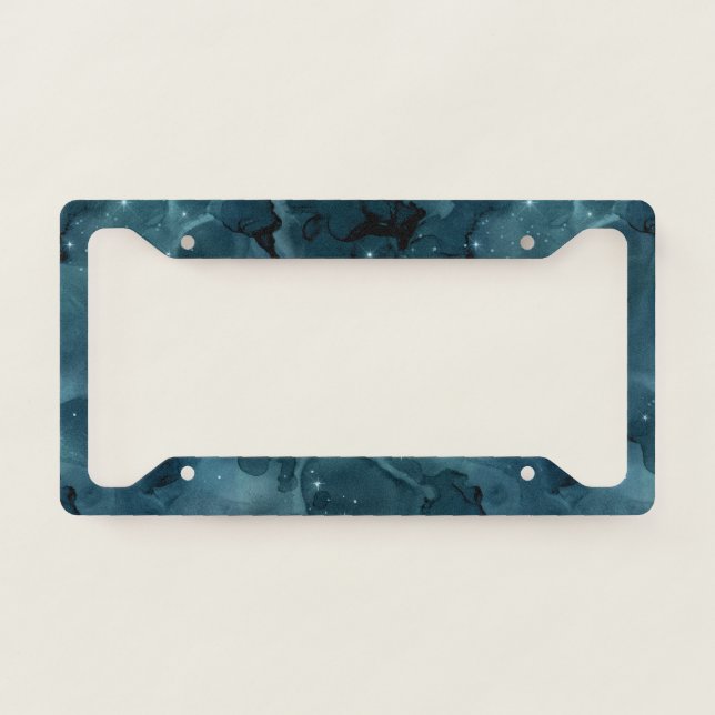 Teal Galaxy Series Design 5 License Plate Frame (Front)
