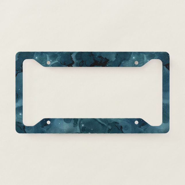 Teal Galaxy Series Design 5   License Plate Frame (Front)
