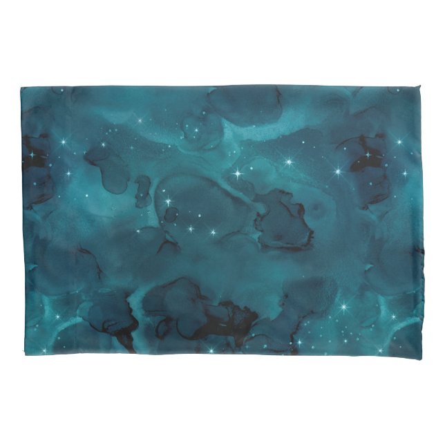 Teal Galaxy Series Design 5 Pillow Case (Front-Left)