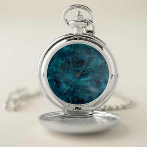 Teal Galaxy Series Design 5    Pocket Watch