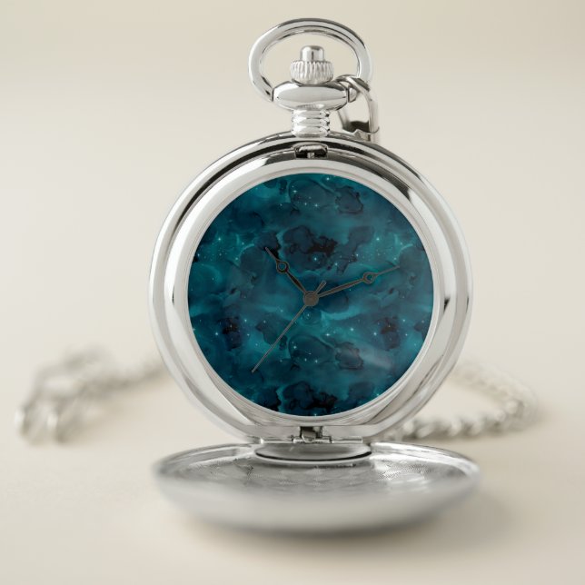 Teal Galaxy Series Design 5    Pocket Watch (Inside)