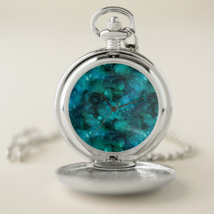 Teal Galaxy Series Design 6 7 Pocket Watch