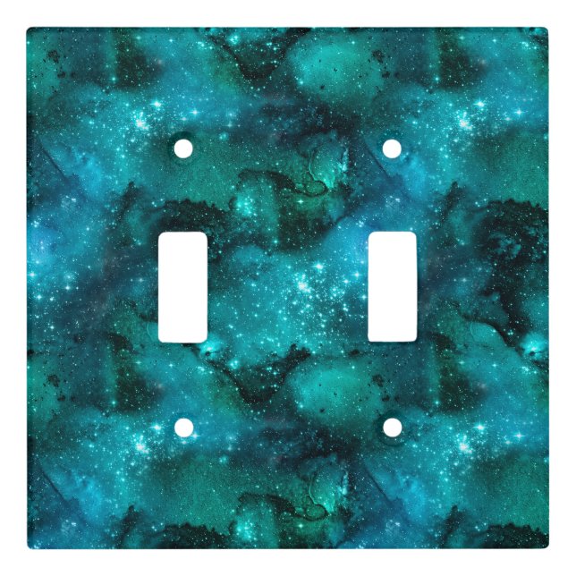 Teal Galaxy Series Design 6 Light Switch Cover (Front)