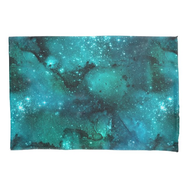 Teal Galaxy Series Design 6 Pillow Case (Front-Left)