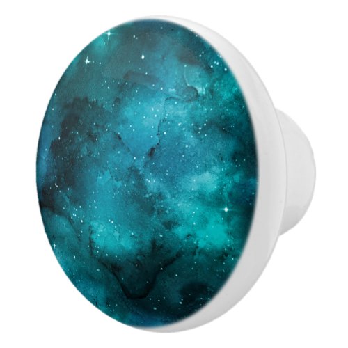 Teal Galaxy Series Design 7  Ceramic Knob