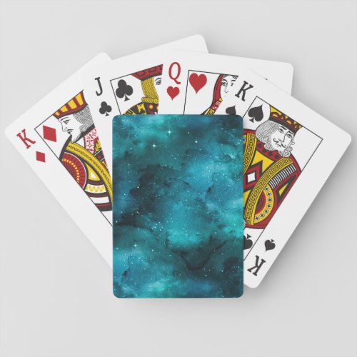Teal Galaxy Series Design 7 Playing Cards